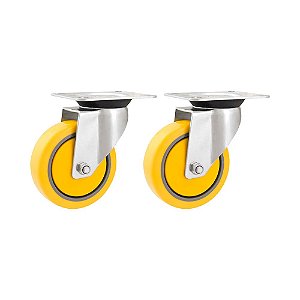 KIT 2 UN RODÍZIO RODA GIRATÓRIO PVC AMARELA 3" 76MM