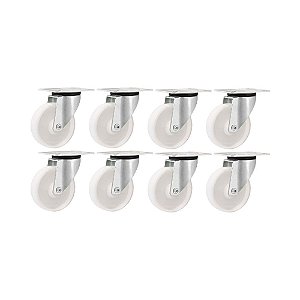 KIT 8 UN RODÍZIO RODA GIRATÓRIO NYLON AÇO 5" 127MM