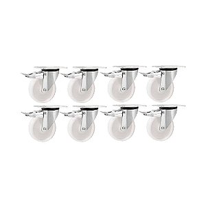 KIT 8 UN RODÍZIO GIRATÓRIO FREIO NYLON  4" 101MM 130KG