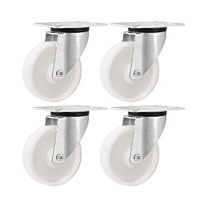 KIT 4 UN RODÍZIO RODA GIRATÓRIO NYLON AÇO 4" 101MM 130KG