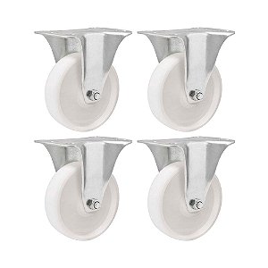 KIT 4 UN RODÍZIO RODA FIXO NYLON AÇO ZINCADO 4" 101MM 130KG