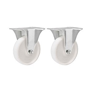 KIT 2 UN RODÍZIO RODA FIXO NYLON AÇO ZINCADO 4" 101MM 130KG