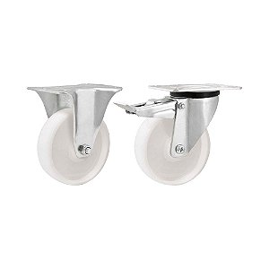 KIT 2 UN RODÍZIO FIXO GIRATÓRIO FREIO NYLON 3 76MM 100KG