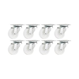 KIT 8 UN RODÍZIO RODA GIRATÓRIO NYLON AÇO 2" 50MM 60KG