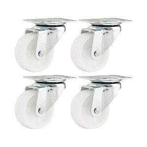 KIT 4 UN RODÍZIO RODA GIRATÓRIO NYLON AÇO 2" 50MM 60KG