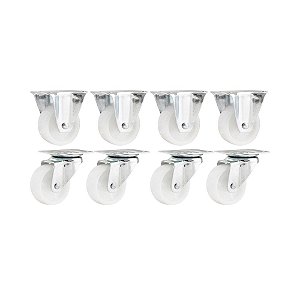KIT 8 UN RODÍZIO RODA FIXO E GIRATÓRIO  NYLON 2" 50MM 60KG