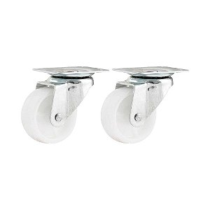 KIT 2 UN RODÍZIO RODA GIRATÓRIO NYLON AÇO 2" 50MM 60KG