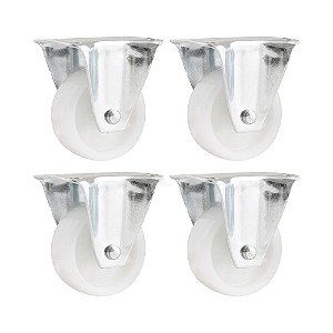 KIT 4 UN RODÍZIO RODA FIXO NYLON AÇO ZINCADO 1" 25MM 10KG