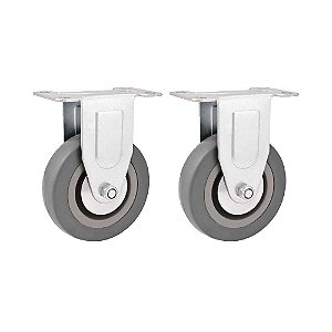 KIT 2 UN RODÍZIO RODA FIXO BORRACHA PVC CINZA  4" 101MM
