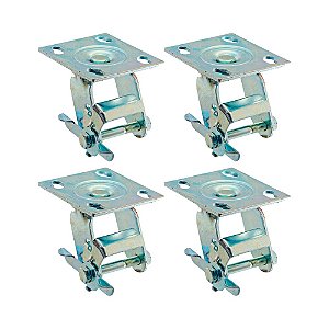 KIT 4 UN SUPORTE GARFO GIRATÓRIO FREIO 5 POL P/ RODÍZIO