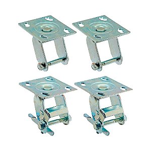 KIT 4 UN SUPORTE GARFO GIRATÓRIO FREIO 5 POL P/ RODÍZIO