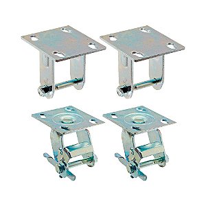 KIT 4 UN SUPORTE GARFO FIXO E GIRATÓRIO FREIO 5POL P/RODÍZIO