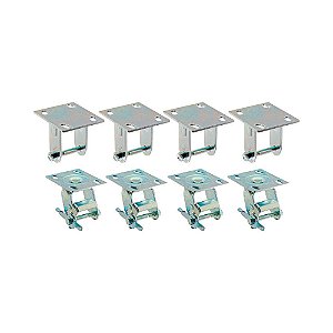 KIT 8 UN SUPORTE GARFO FIXO E GIRATÓRIO FREIO 4POL P/RODÍZIO