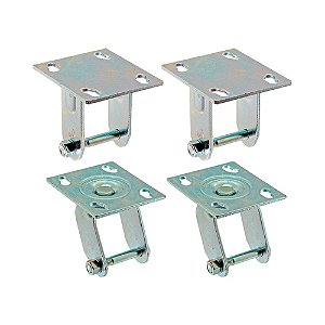 KIT 4 UN SUPORTE GARFO FIXO E GIRATÓRIO  4 POL P/ RODÍZIO
