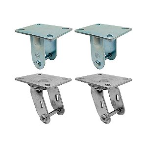 KIT 4 UN SUPORTE GARFO FIXO E GIRATÓRIO 5 POL P/ RODÍZIO