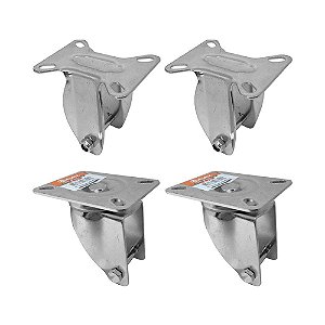 KIT 4 UN SUPORTE GARFO FIXO E GIRATÓRIO 5 POL P/ RODÍZIO