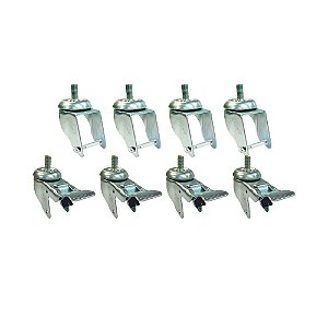 KIT 8 UN SUPORTE GARFO GIRATÓRIO ROSCA FREIO 3 POL P/RODÍZIO