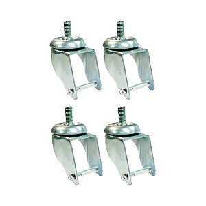 KIT 4 UN SUPORTE GARFO GIRATÓRIO ROSCA 3 POL P/ RODÍZIO