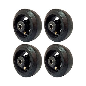 KIT 4 UN RODA BORRACHA MOLDADA 5 POL 180KG P/ RODÍZIO