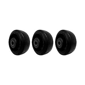 KIT 3 UN RODA BORRACHA MOLDADA 4 POL 150KG PARA RODÍZIO