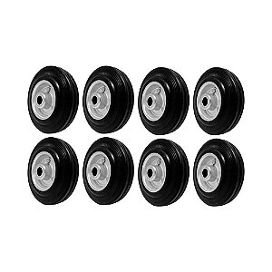 KIT 8 UN RODA 512 MACIÇA BORRACHA 5 POL 100KG P/ RODÍZIO