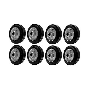 KIT 8 UN RODA 412 MACIÇA BORRACHA 4 POL 60KG P/ RODÍZIO