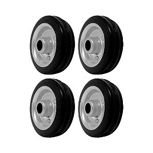 KIT 4 UN RODA 312 MACIÇA BORRACHA 3 POL 40KG P/ RODÍZIO