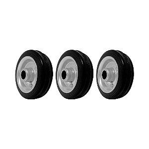 KIT 3 UN RODA 312 MACIÇA BORRACHA 3 POL 40KG PARA RODÍZIO