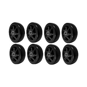 KIT 8 UN RODA PVC PRETO 5 POL 110KG P/ RODÍZIO
