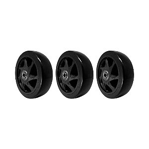 KIT 3 UN RODA PVC PRETO 5 POL 110KG PARA RODÍZIO