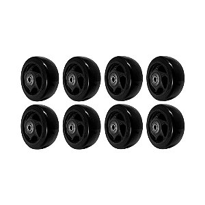 KIT 8 UN RODA PVC PRETO 4 POL 100KG P/ RODÍZIO