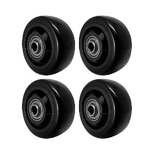 KIT 4 UN RODA PVC PRETO 3 POL 80KG PARA RODÍZIO