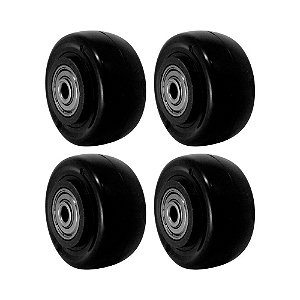 KIT 4 UN RODA PVC PRETO 2 POL 50KG PARA RODÍZIO