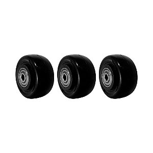 KIT 3 UN RODA PVC PRETO 2 POL 50KG PARA RODÍZIO