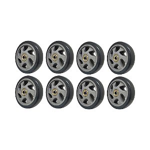 KIT 8 UN RODA PVC CINZA 5 POL 110KG P/ RODÍZIO