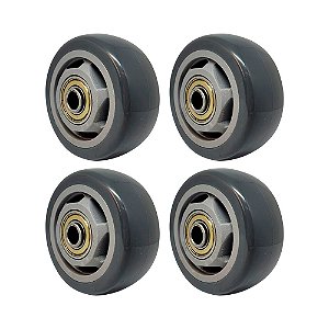 KIT 4 UN RODA PVC CINZA 3 POL 80KG PARA RODÍZIO