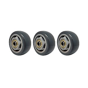 KIT 3 UN RODA PVC CINZA 3 POL 80KG PARA RODÍZIO