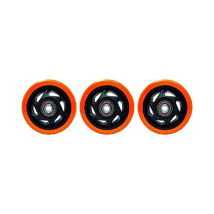 KIT 3 UN RODA PVC LARANJA 4 POL 100KG PARA RODÍZIO