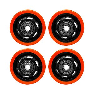 KIT 4 UN RODA PVC LARANJA 3 POL 80KG PARA RODÍZIO
