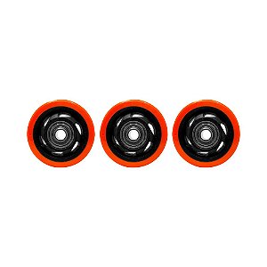 KIT 3 UN RODA PVC LARANJA 3 POL 80KG PARA RODÍZIO