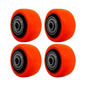 KIT 4 UN RODA PVC LARANJA 1.5/8 POL 40KG PARA RODÍZIO
