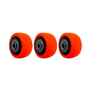KIT 3 UN RODA PVC LARANJA 1.5/8 POL 40KG PARA RODÍZIO