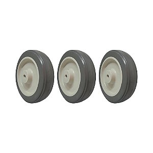 KIT 3 UN RODA BORRACHA TERMOPLÁSTICA 5 POL 110KG PARA RODÍZIO