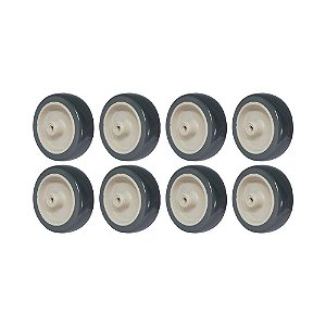 KIT 8 UN RODA BORRACHA TERMOPLÁSTICA 4 POL 90KG P/ RODÍZIO