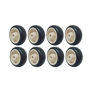 KIT 8 UN RODA BORRACHA TERMOPLÁSTICA 3 POL 70KG P/ RODÍZIO