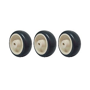 KIT 3 UN RODA BORRACHA TERMOPLÁSTICA 3 POL 70KG PARA RODÍZIO