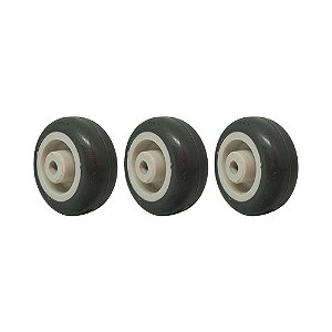 KIT 3 UN RODA BORRACHA TERMOPLÁSTICA 2 POL 40KG P/ RODÍZIO
