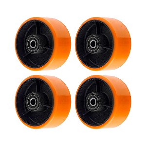 KIT 4 UN RODA POLIURETANO MOLDADO 62PU 6 POL 400KG PARA RODÍZIO