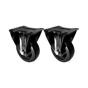 KIT 2 UN RODA RODÍZIO FIXO PVC PRETO 2 POLEGADAS 50MM MÓVEL