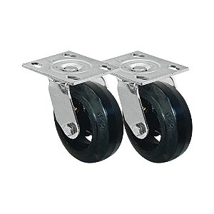 KIT 2 UN RODA RODÍZIO GIRATÓRIO BORRACHA MOLDADA 8 POLEGADAS